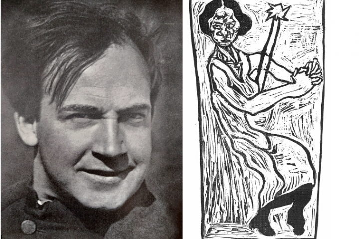 Ernst Moritz Roth (l.) und eine seiner Druckgrafiken.